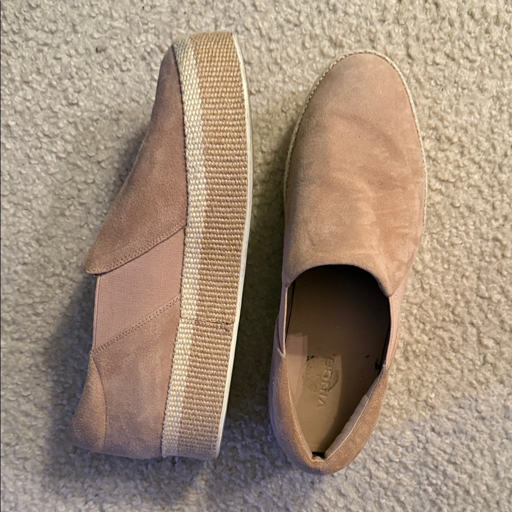 Vince Pink Suede Platform Slip-On Sneakers
